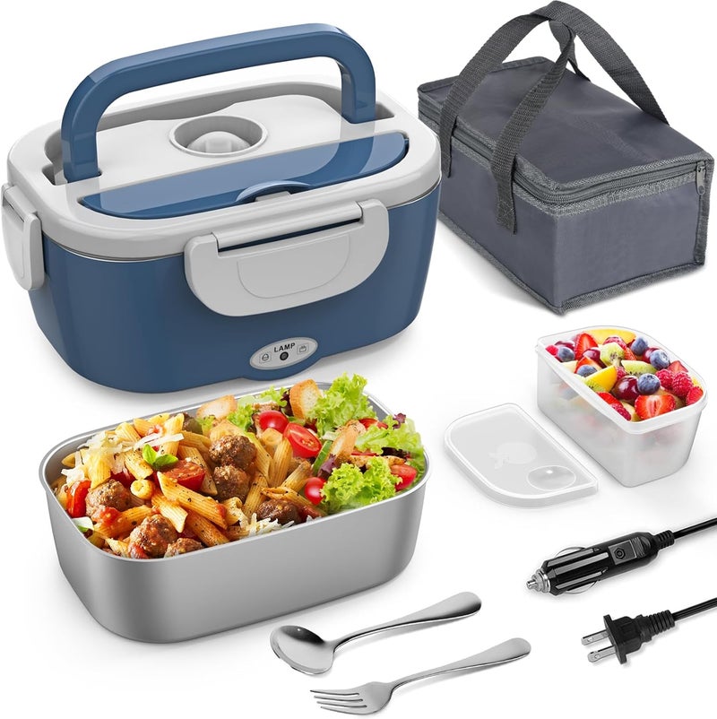 Vingud Electric Lunch Box for Adults, Heated Lunch Box Food Warmer, 80W Portable Heating Lunchbox for Men/Car/Truck with 1.5L Stainless Steel Container, 12V/24V/110V Lonchera Eléctrica Portátil Gift - Image 1